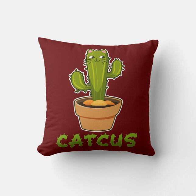Cute Cactus Catcus Pet Lover Plant Throw Pillow (Front)