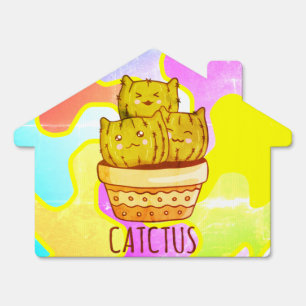 Cute Cactus Cats, Succulent Lover Design Sign