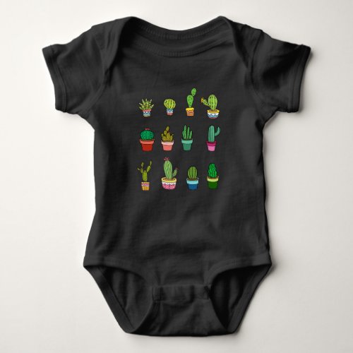 Cute Cactus Collector Kawaii Succulent Lover Baby Bodysuit