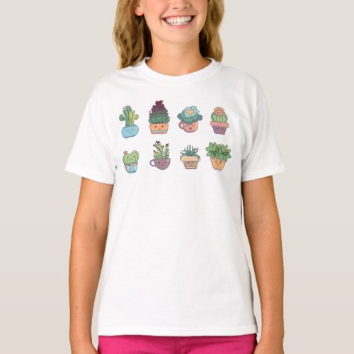 Cute Cactus Collector Kawaii Succulent Lover  T_Shirt