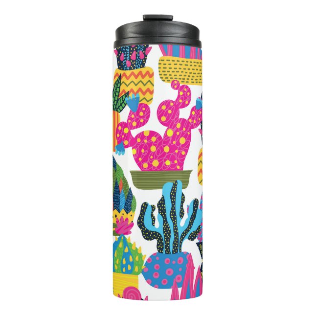 Cute Cactus: Colorful Seamless Fun Thermal Tumbler (Front)