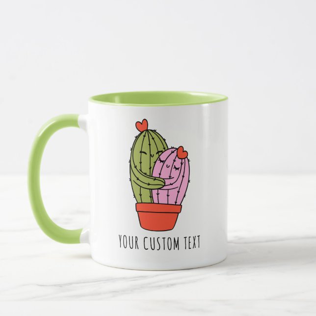 Cute Cactus Couple Personalized Valentine's Day Mug (Left)