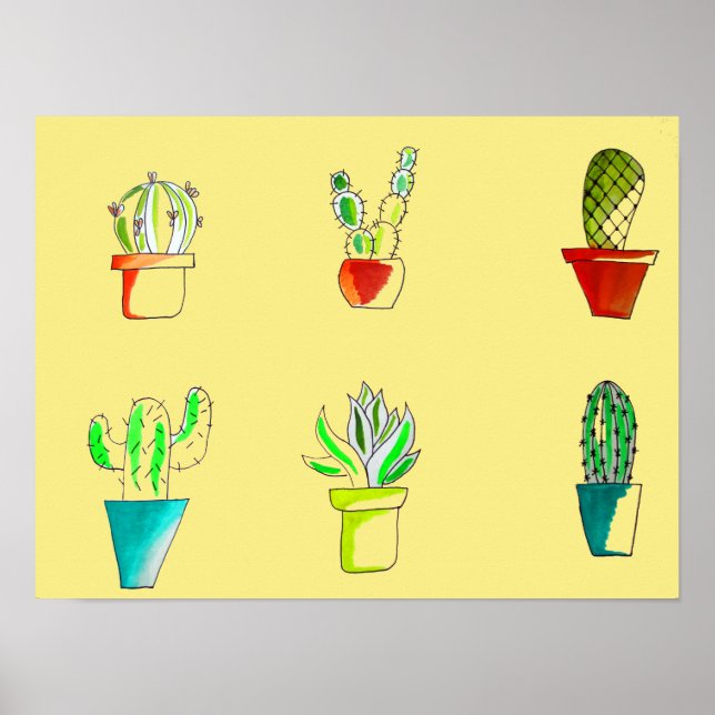 Cute cactus desert illustration poster (Front)