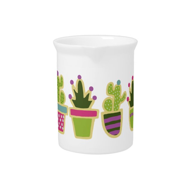 Cute cactus design with custom background beverage pitcher (Front)