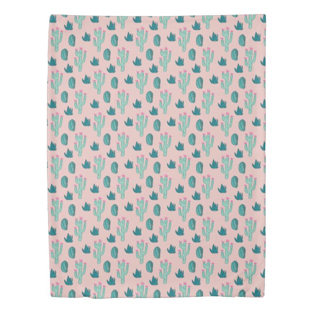 Cute Cactus Doodle Pattern Duvet Cover (Front)