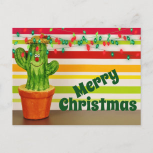 Cute Cactus Festive Southwestern Merry Christmas Holiday Postcard