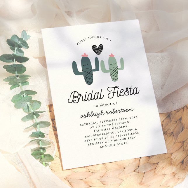 Cute Cactus Fiesta Modern Bridal Shower Invitation (Creator Uploaded)