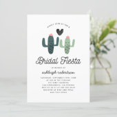 Cute Cactus Fiesta Modern Bridal Shower Invitation (Standing Front)