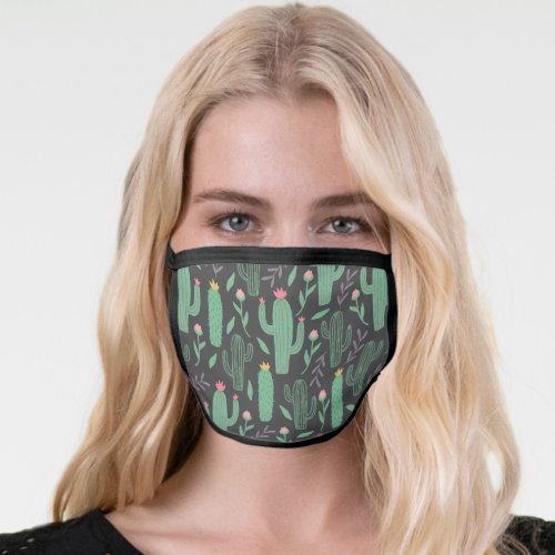 Cute Cactus Floral Botanical Pattern Face Mask