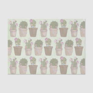 Cute Cactus Girls Wearing Jewelry Pattern Tissue Paper