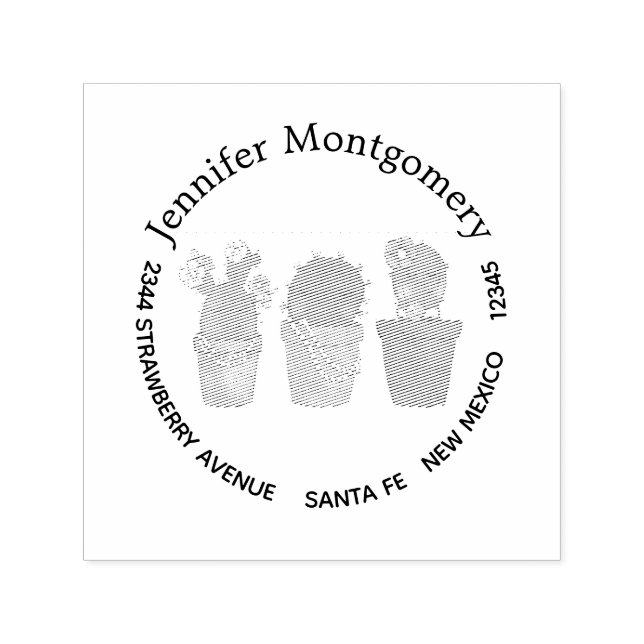 Cute Cactus Girls Wearing Jewelry Self-inking Stamp (Design)