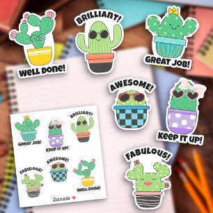 Cute Cactus Good Job Student Encouragement Sticker