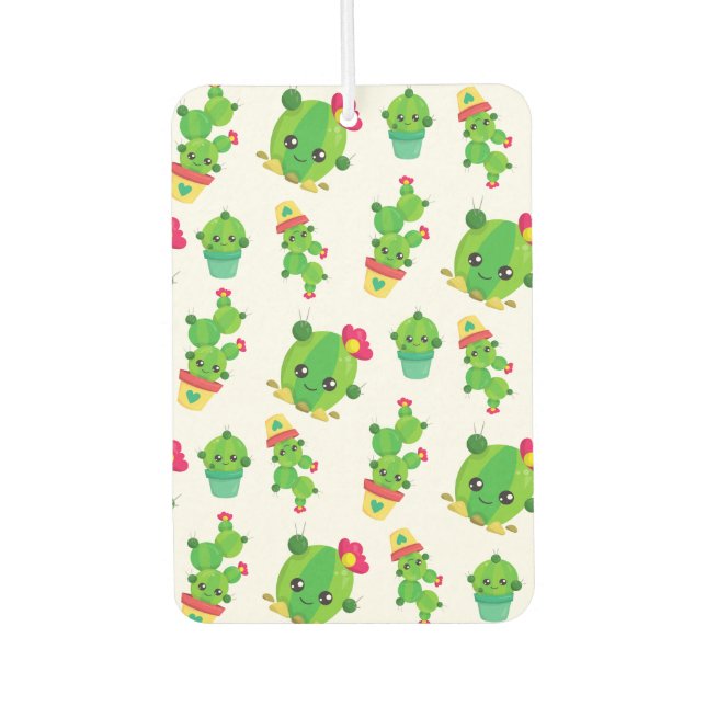 Cute Cactus, Green Cactus, Cactus Pattern Air Freshener (Front)