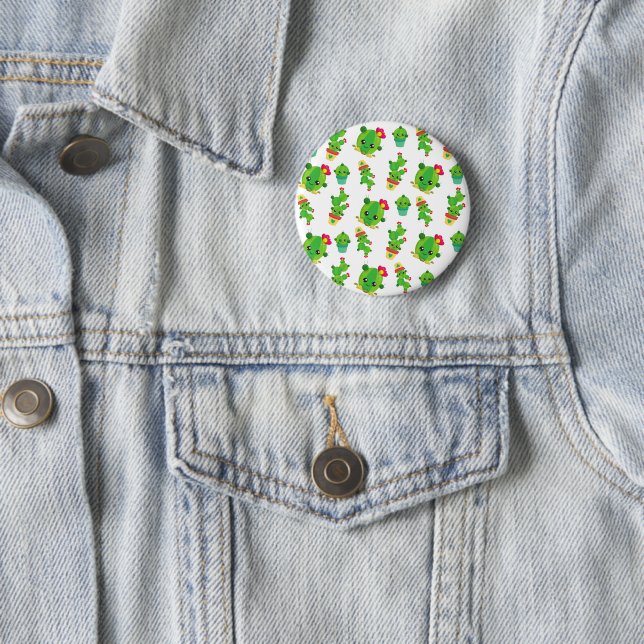 Cute Cactus, Green Cactus, Cactus Pattern Button (In Situ)