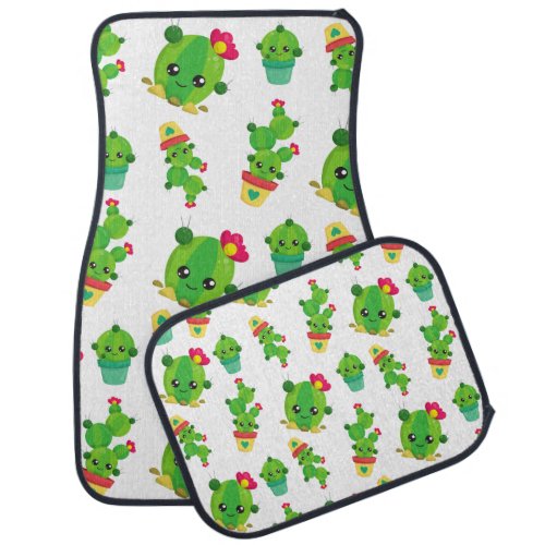 Cute Cactus Green Cactus Cactus Pattern Car Floor Mat