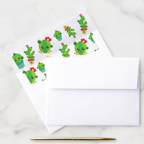 Cute Cactus Green Cactus Cactus Pattern Envelope Liner