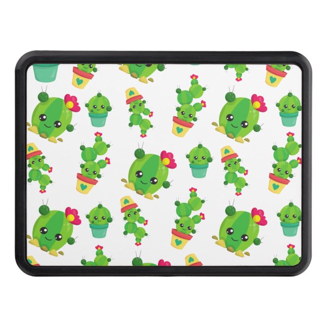 Cute Cactus, Green Cactus, Cactus Pattern Hitch Cover (Front)