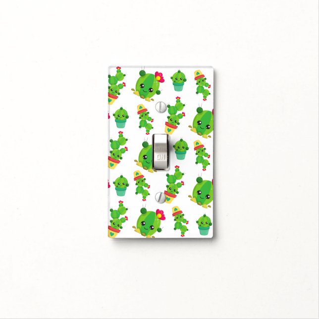 Cute Cactus, Green Cactus, Cactus Pattern Light Switch Cover (In Situ)