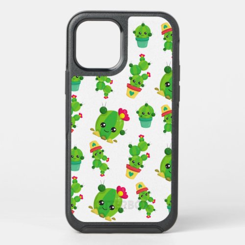 Cute Cactus Green Cactus Cactus Pattern OtterBox Symmetry iPhone 12 Case