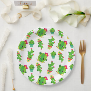 Cute Cactus, Green Cactus, Cactus Pattern Paper Plates
