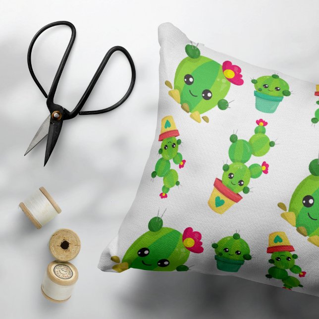 Cute Cactus, Green Cactus, Cactus Pattern Pillow Case (Creator Uploaded)