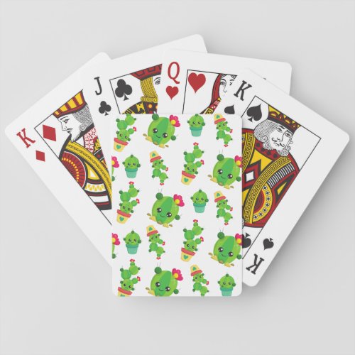 Cute Cactus Green Cactus Cactus Pattern Playing Cards