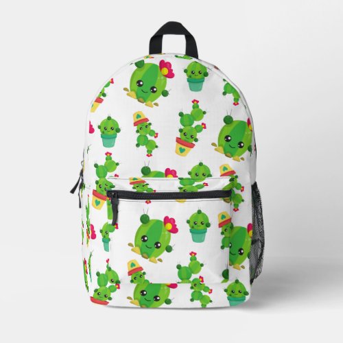 Cute Cactus Green Cactus Cactus Pattern Printed Backpack