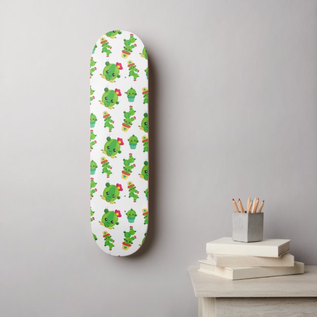 Cute Cactus, Green Cactus, Cactus Pattern Skateboard (Wall Art)