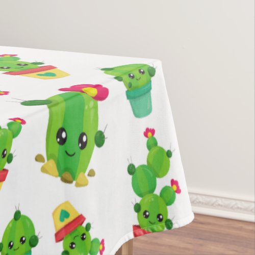 Cute Cactus Green Cactus Cactus Pattern Tablecloth