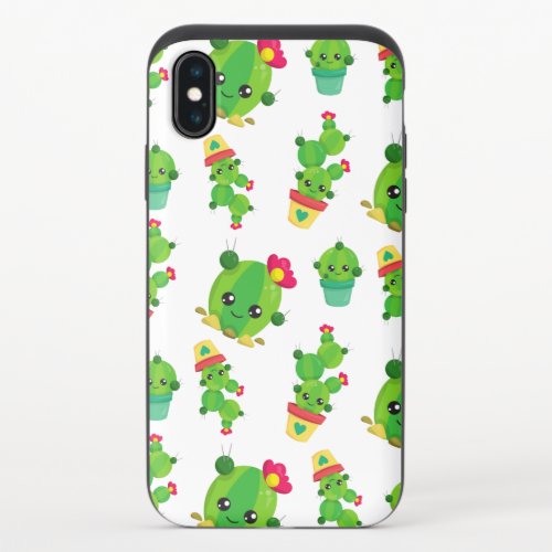 Cute Cactus Green Cactus Cactus Pattern iPhone X Slider Case