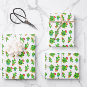 Cute Cactus, Green Cactus, Cactus Pattern Wrapping Paper Sheets