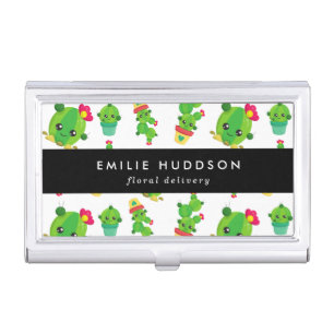 Cute Cactus, Green Cactus, Floristry, Flower Shop Business Card Case