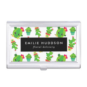Cute Cactus, Green Cactus, Floristry, Flower Shop Business Card Case