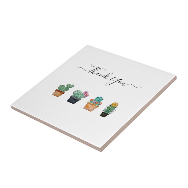 Cute Cactus Greenery Flower Nature Ceramic Tile (Side)