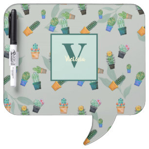 Cute Cactus Greenery Flower Pattern Dry Erase Board