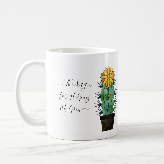 Cute Cactus Greenery Thank You for Helping Me Grow Coffee Mug (Left)