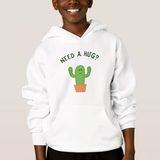 Cute Cactus Hugs Hoodie (Front)