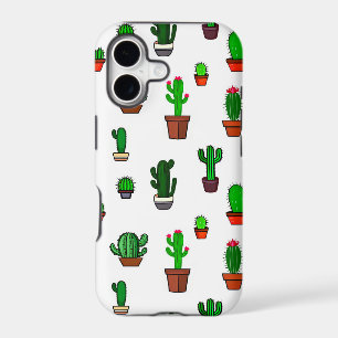 Cute Cactus illustrations Pattern White iPhone 17 Case