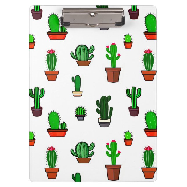 Cute Cactus illustrations Pattern White Clipboard (Front)