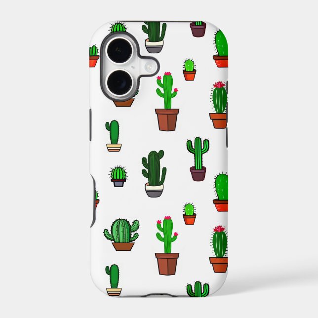 Cute Cactus illustrations Pattern White Iphone Case (Back)
