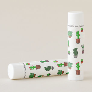 Cute Cactus illustrations Pattern White Lip Balm