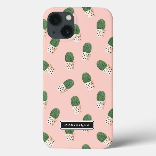 Cute Cactus in Hearts Pots Pattern Custom iPad Air Case-Mate iPhone Case (Back)