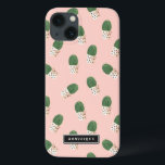 Cute Cactus in Hearts Pots Pattern Customizable iPhone 13 Case<br><div class="desc">Cute and modern iPad mini case featuring green cactus in painted hearts pots with blush pink background. This personalized case will be perfect as a gift.</div>