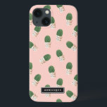 Cute Cactus in Hearts Pots Pattern Customizable iPhone 13 Case<br><div class="desc">Cute and modern iPad mini case featuring green cactus in painted hearts pots with blush pink background. This personalized case will be perfect as a gift.</div>
