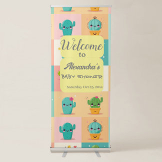 Cute Cactus Kawaii Baby Shower Collection  Retractable Banner