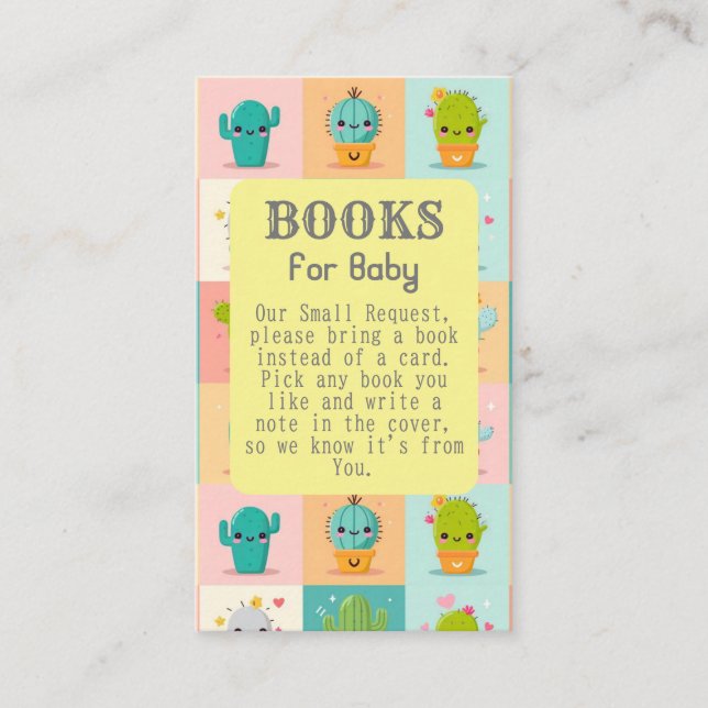 Cute Cactus Kawaii Baby Shower Enclosure Card (Front)