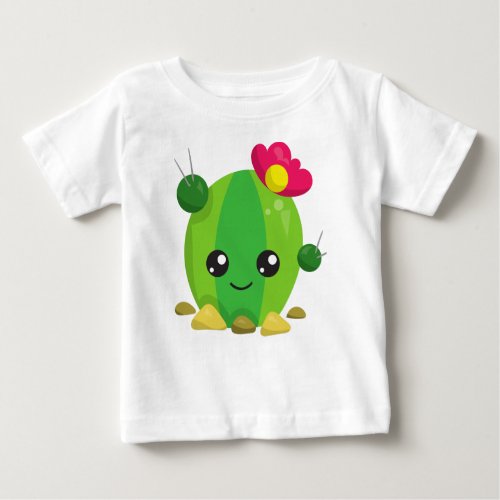 Cute Cactus Kawaii Cactus Green Cactus Flowers Baby T_Shirt