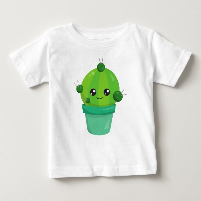 Cute Cactus, Kawaii Cactus, Green Cactus, Pot Baby T-Shirt (Front)