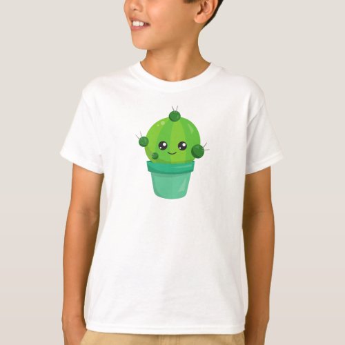 Cute Cactus Kawaii Cactus Green Cactus Pot  T_Shirt