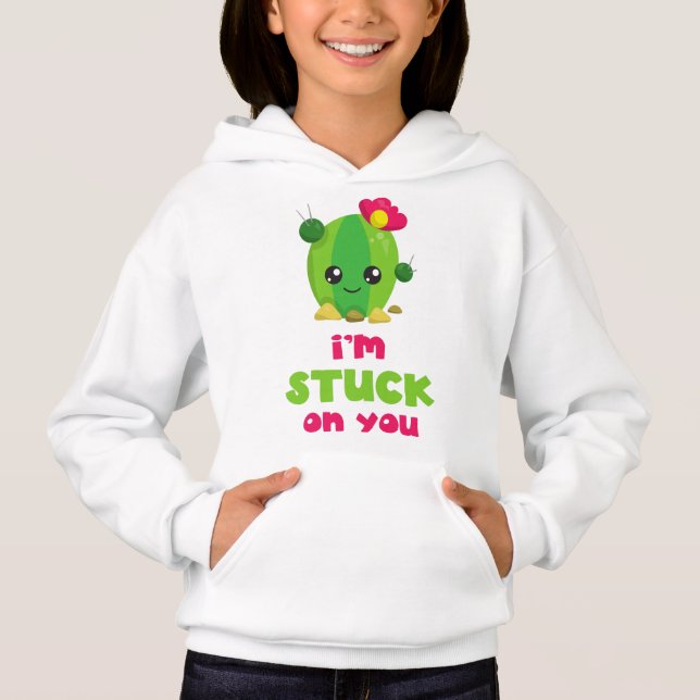 Cute Cactus, Kawaii Cactus, I'm Stuck On You Hoodie (Front)